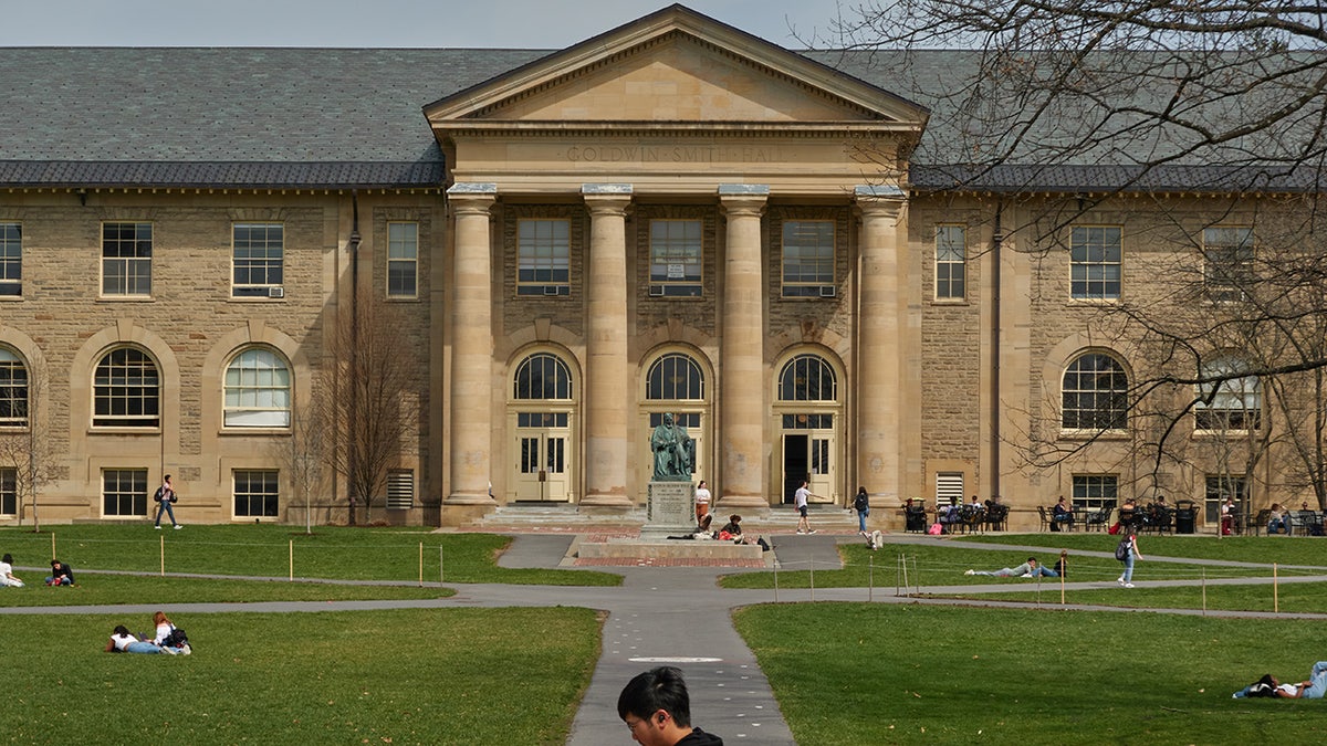 Cornell campus buildings and courtyard