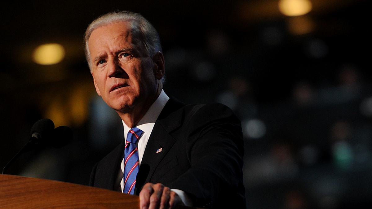 Joe Biden at podium during 2012 DNC