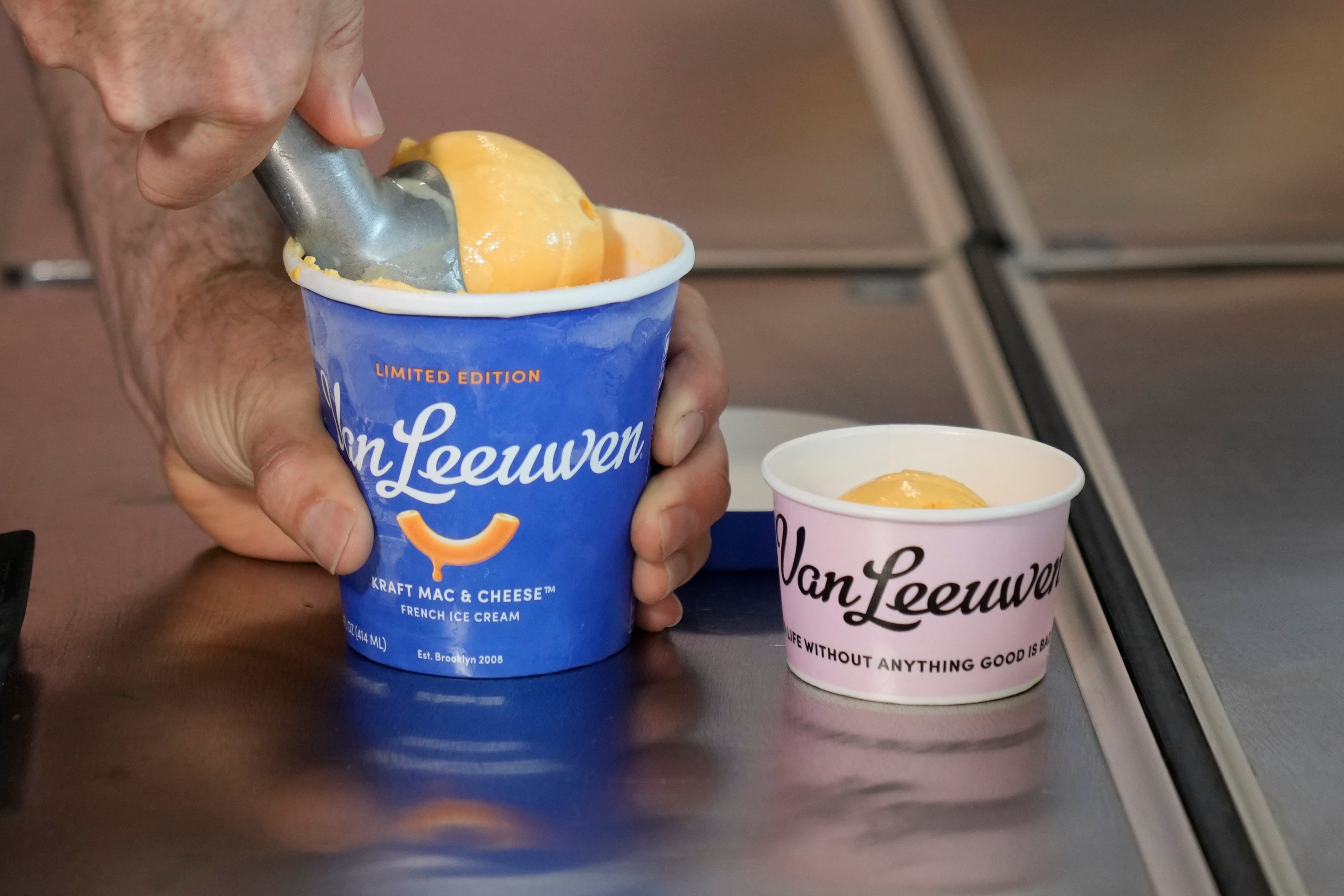 Ice cream being scooped in a New York vegan ice cream shop