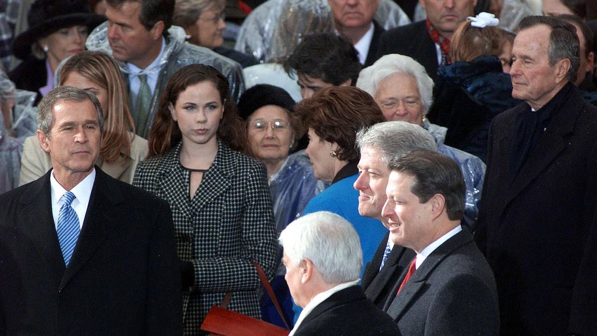 Presidents Bush and Clinton, and outgoing Vice President Al Gore