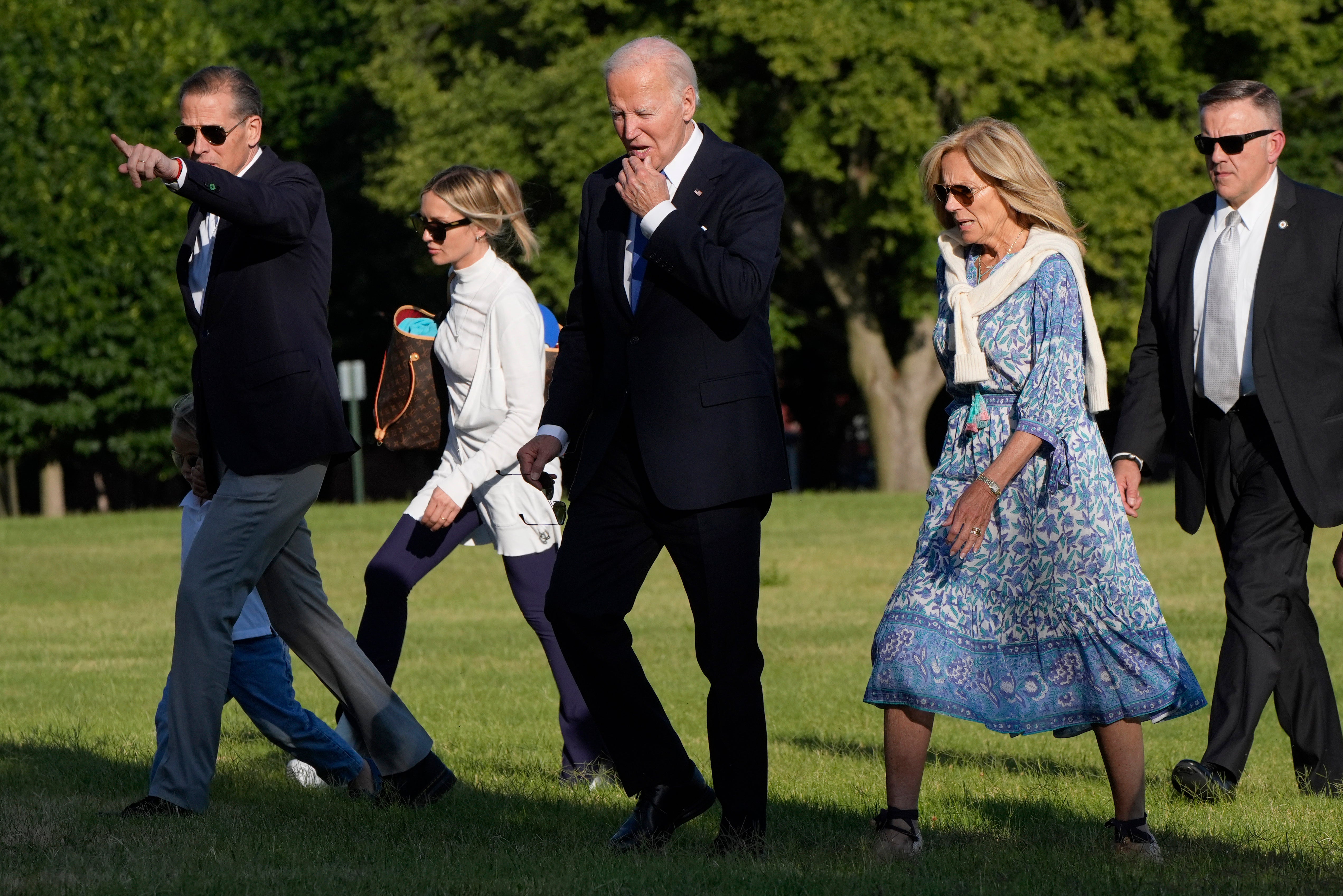 President Joe Biden, First Lady Jill Biden and son Hunter Biden, left, arrive in Washington DC on July 1.