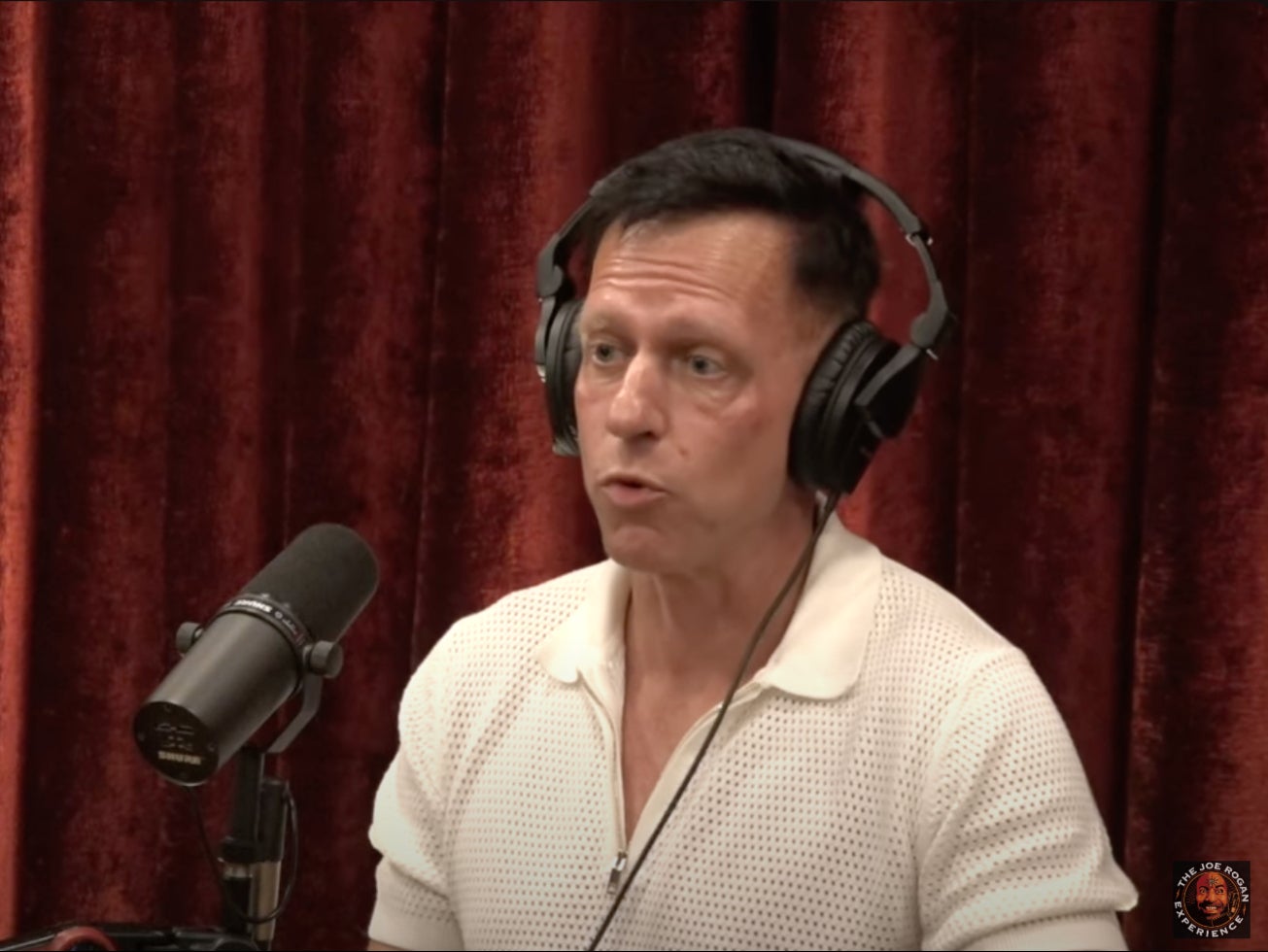 Tech billionaire Peter Thiel tells Joe Rogan he has considered moving out of the US during the August 16, 2024 episode of the Joe Rogan Experience podcast