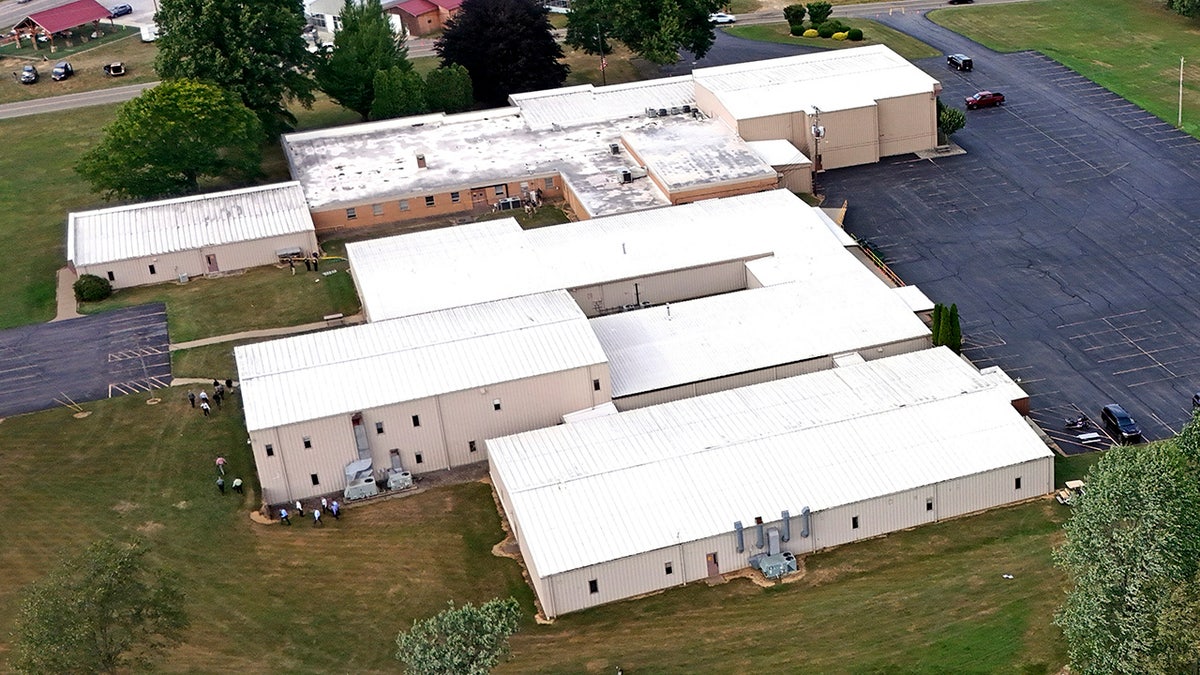 Buildings that are adjacent to The Butler Farm Show, site of a campaign rally for Republican presidential candidate former President Donald Trump,