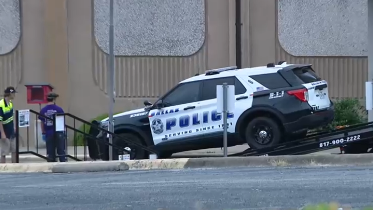 Dallas Police vehicle towed away