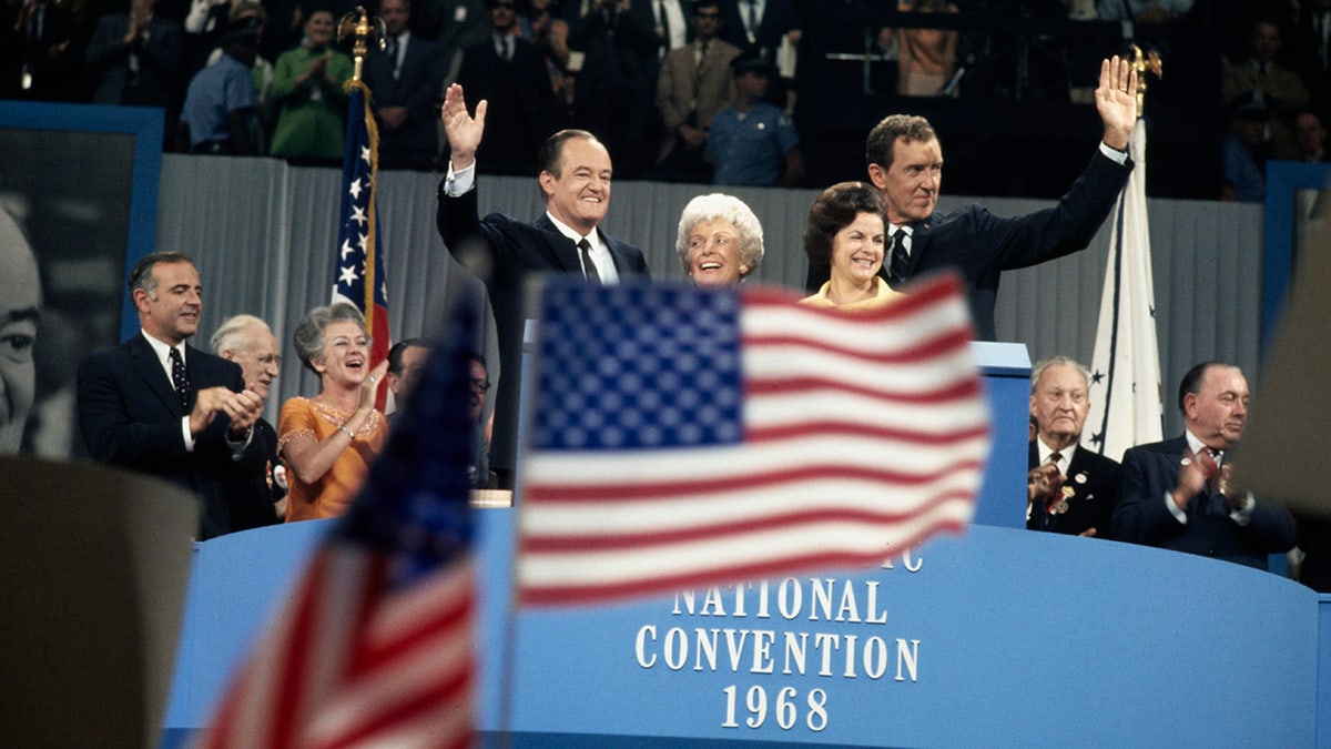 Democratic presidential candidate Hubert Humphrey and vice-presidential candidate Edmund Muskie