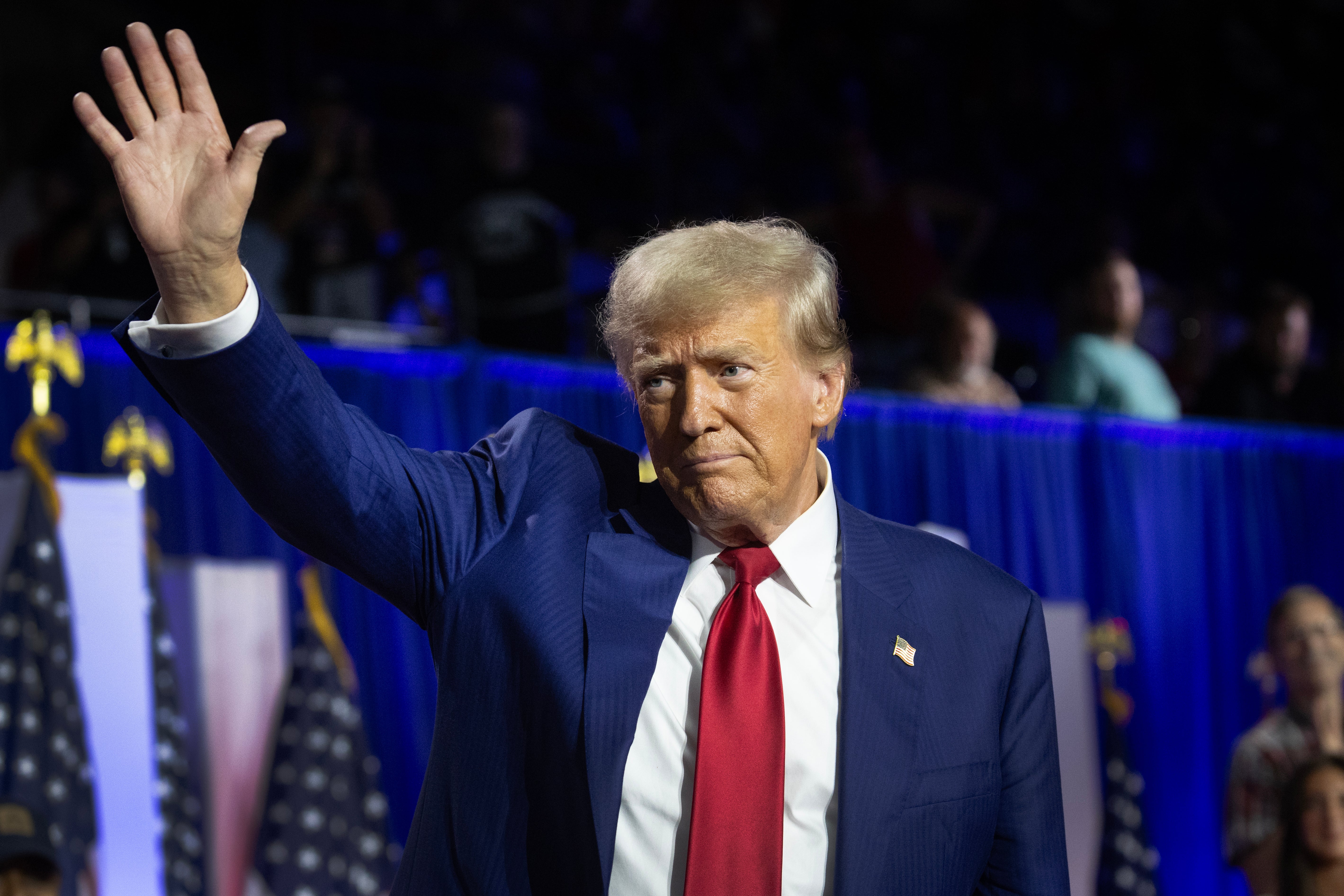 Donald Trump speaks to supporters in Wisconsin on August 29