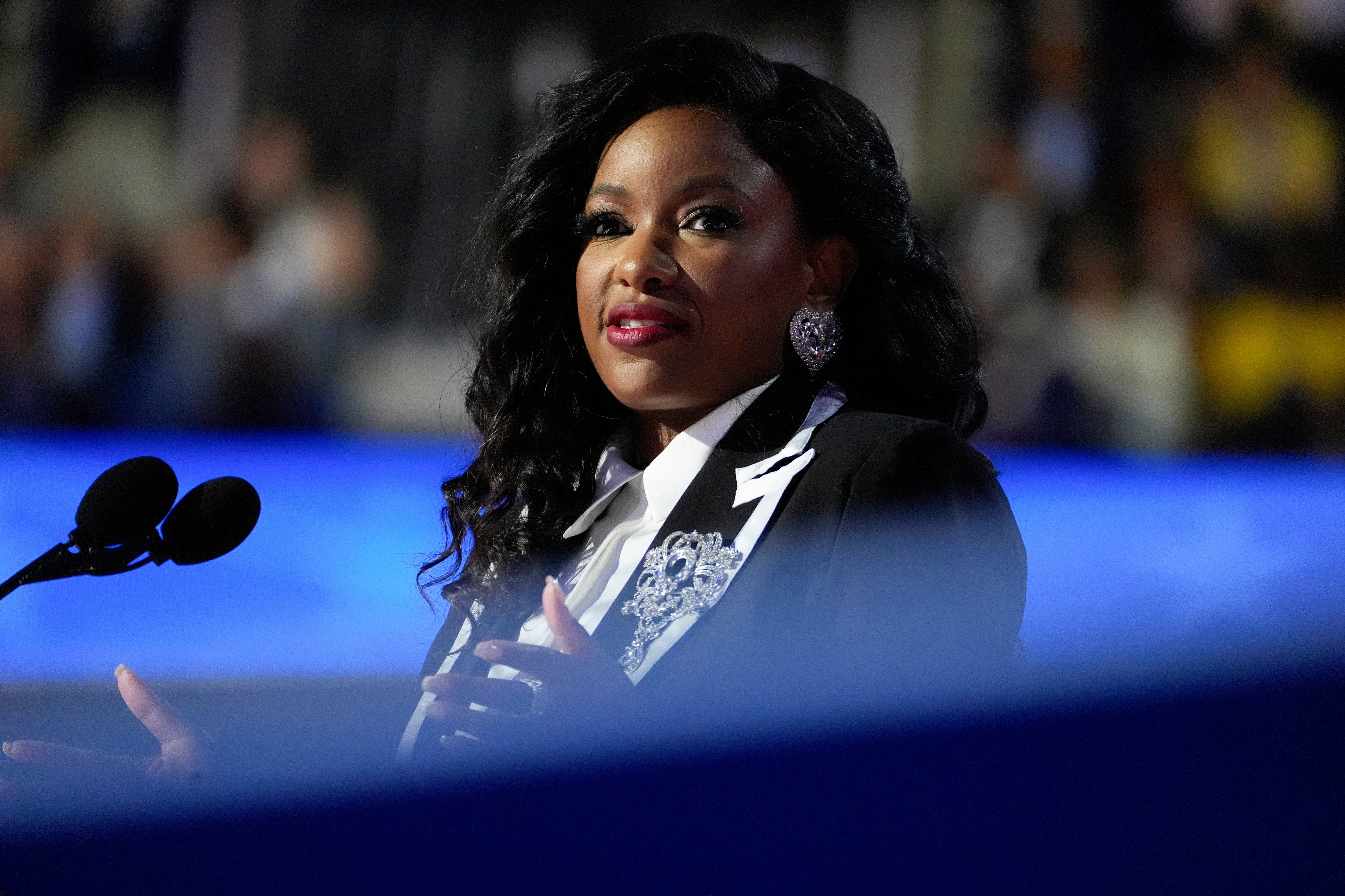 Jasmine Crockett speaks on the first day of the Democratic National Convention