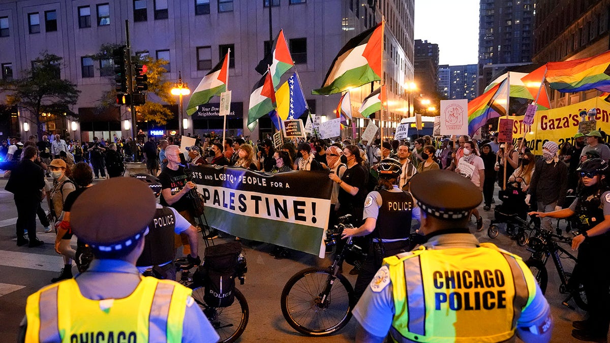 Chicago police respond to DNC protests