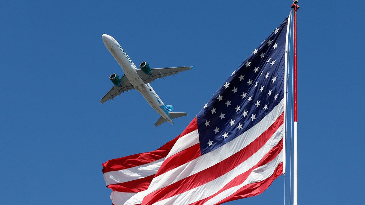 Airplane and flag