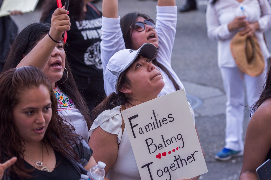 Protesters demonstrate outside of a detention facility housing undocumented immigrants in 2018, during Donald Trump’s first term.