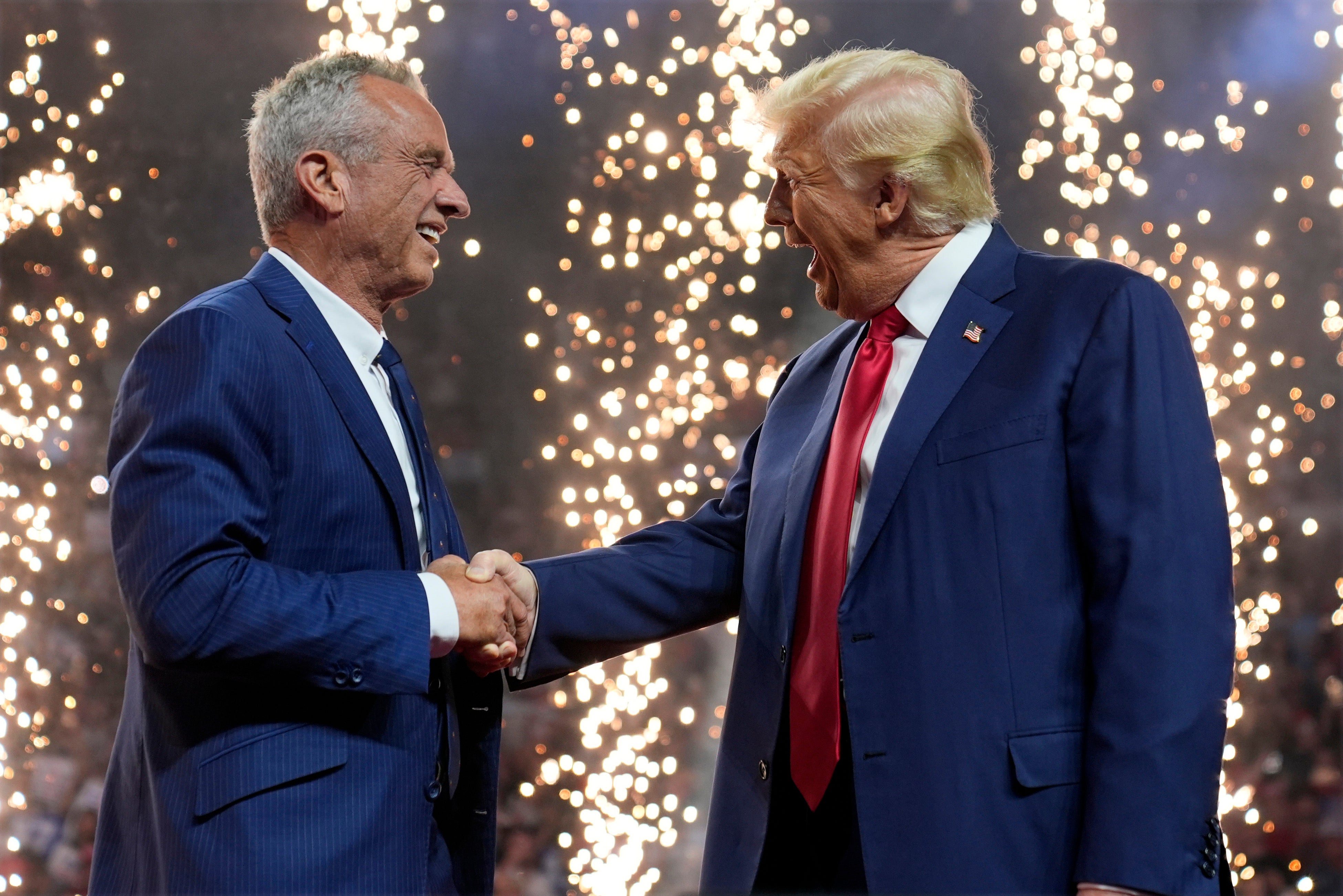 Trump’s interview with Dr Phil comes shortly after independent presidential candidate Robert F Kennedy (left) dropped out of the race and endorsed Trump’s campaign