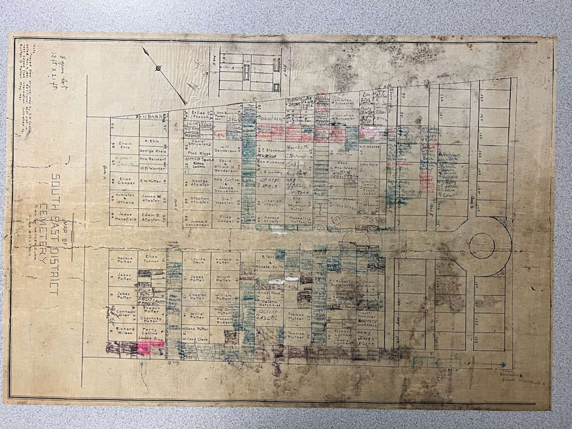 A map of the cemetery shows where police were attempting to exhume the res of a Jane Doe, who was later identified as Patricia Newsom