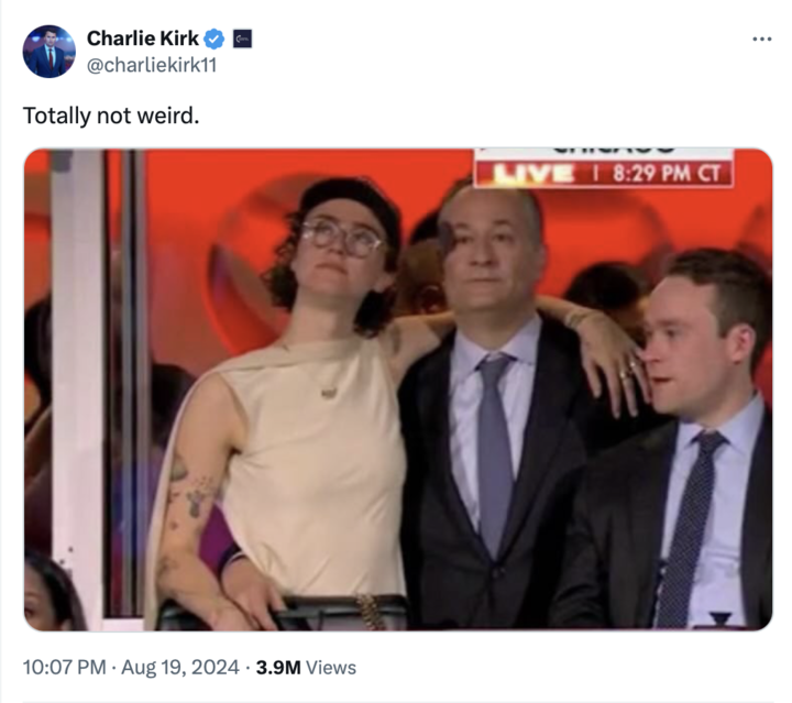 Charlie Kirk calls Doug Emhoff hugging his daughter ‘weird’