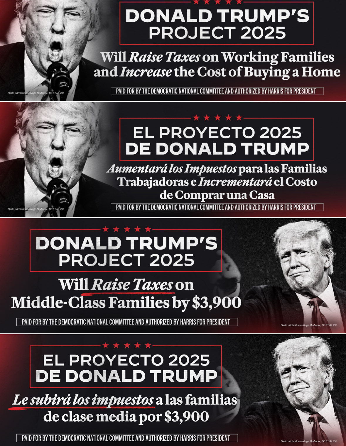 New billboards paid for by Democrats in key swing states highlight Trump’s tax policy and how it could potentially cost families.