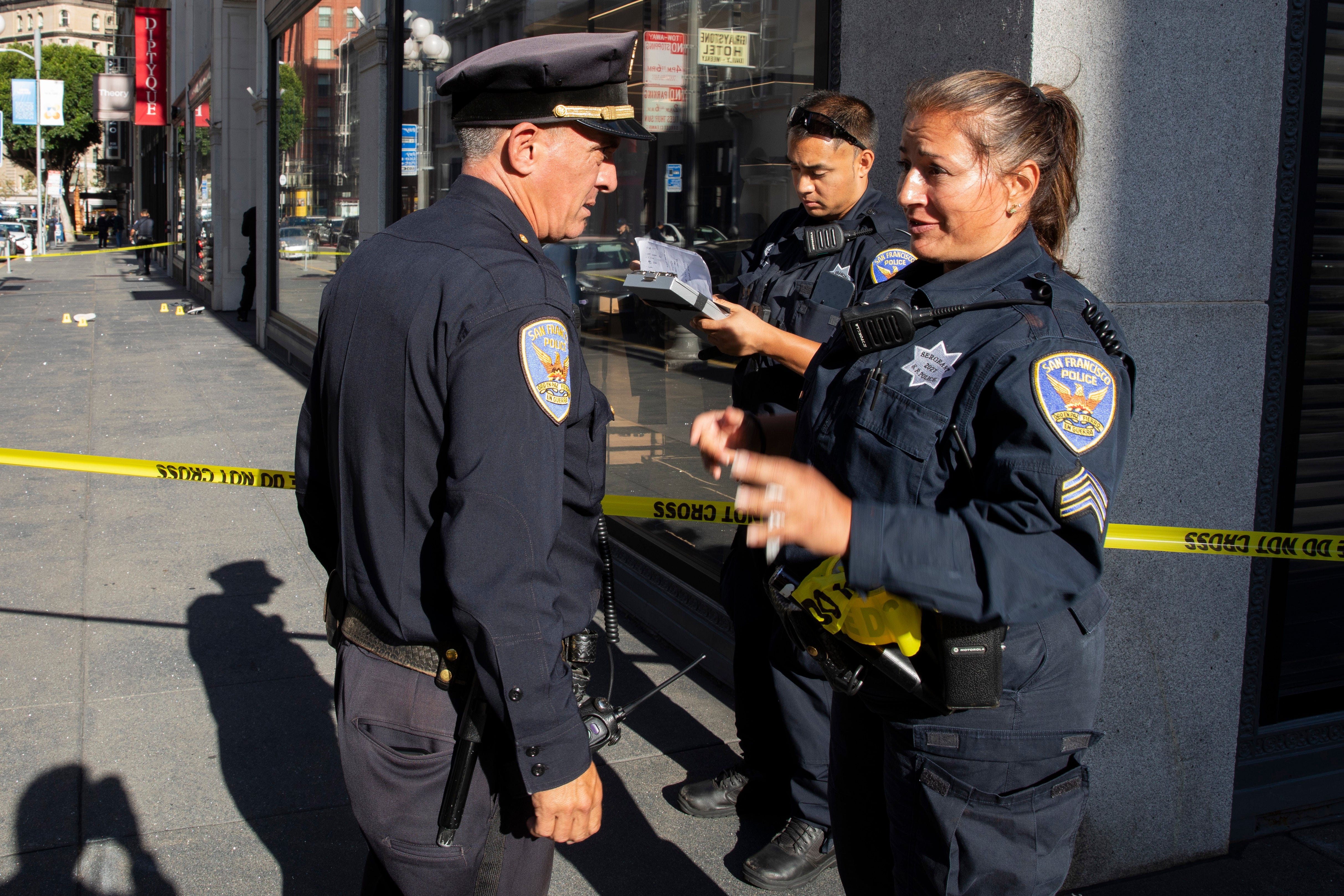 Police on the scene of the shooting in Union Square