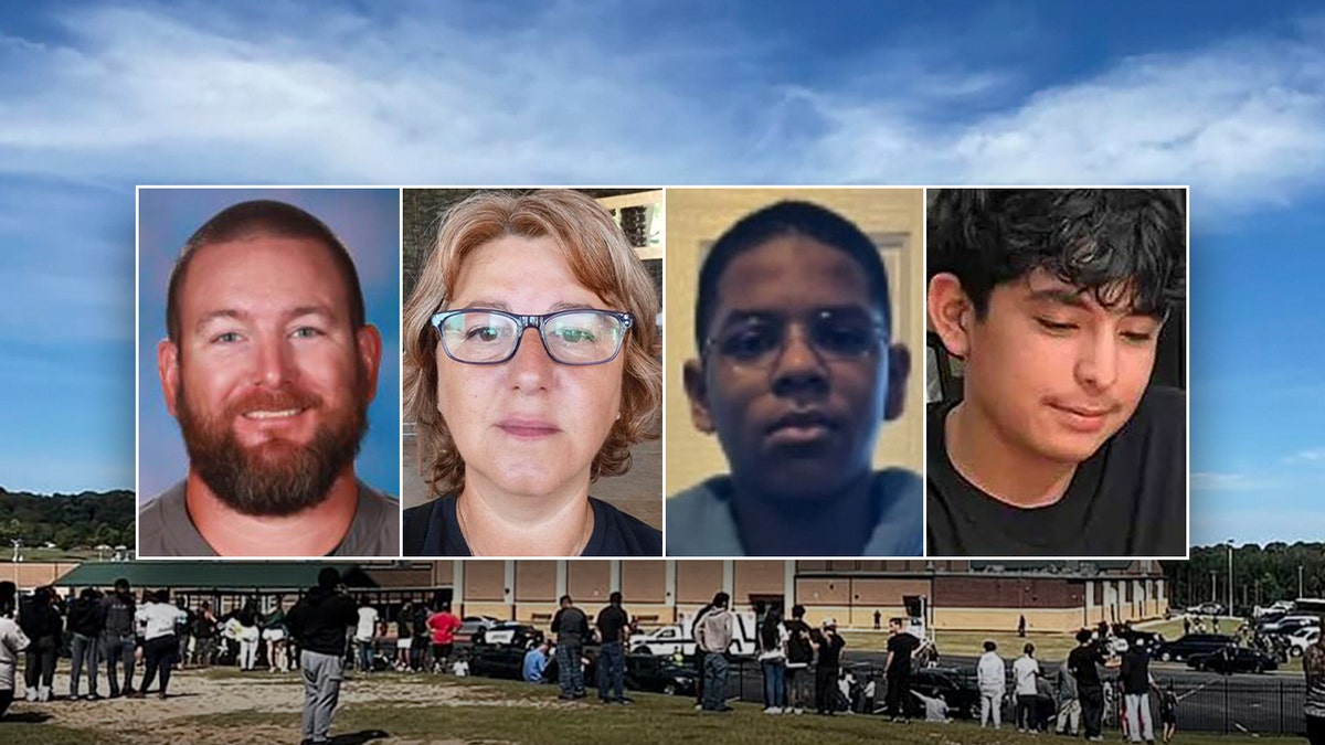 Four-way split photo of the victims of the Apalachee High School shooting