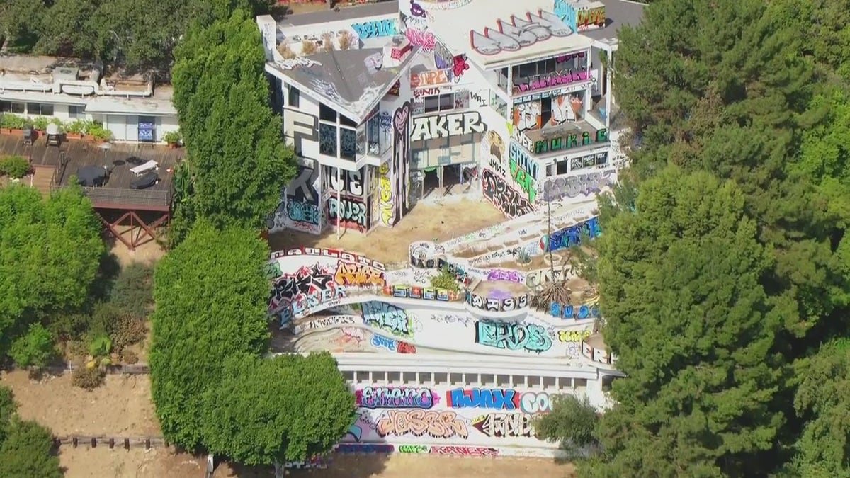 Hollywood Hills mansion covered in graffiti