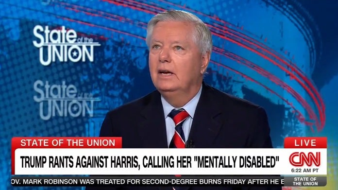 Lindsey Graham was asked about Donald Trump recycling attacks he used against Joe Biden during his CNN appearance on Sunday