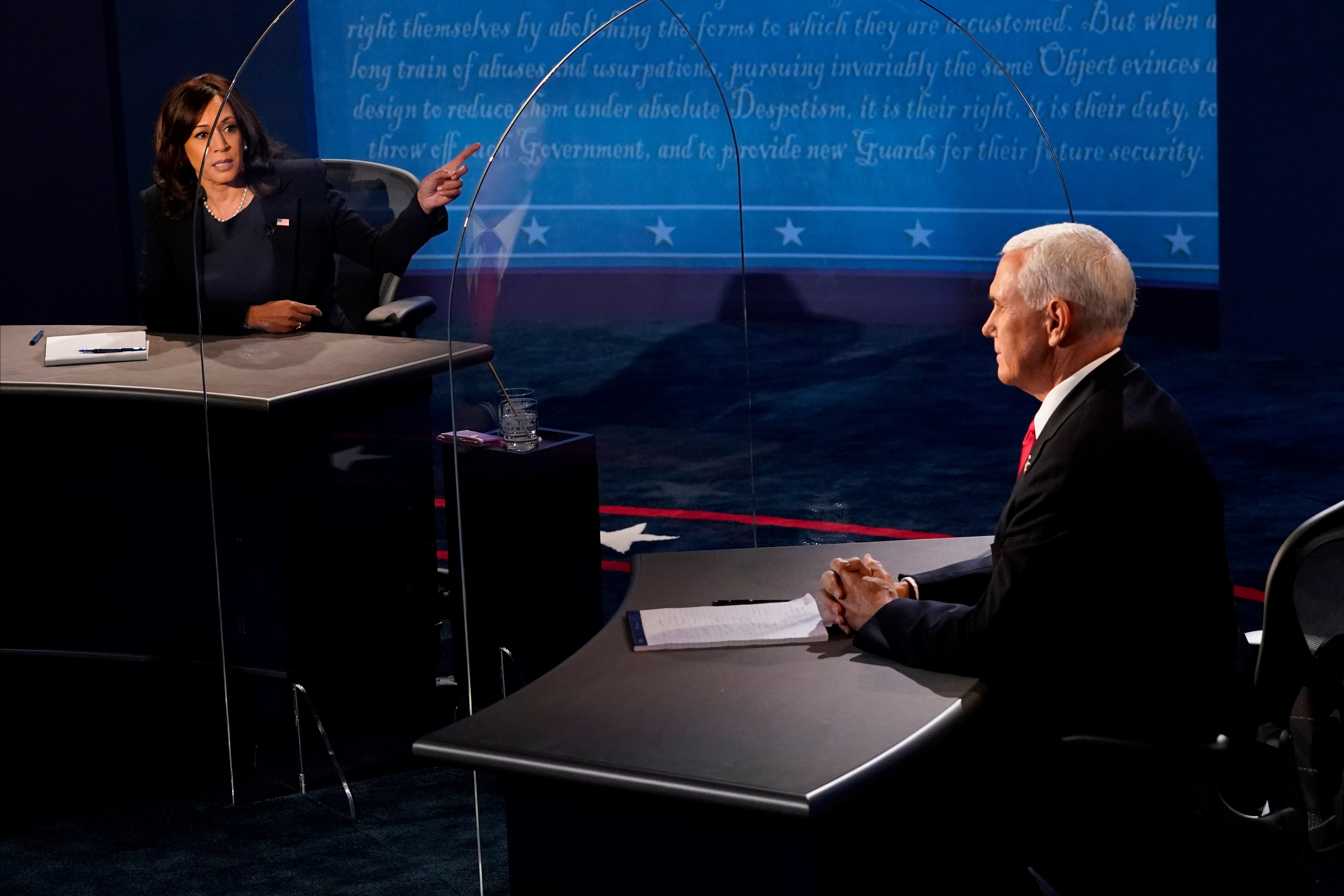 Kamala Harris and then-vice president Mike Pence debated in 2020