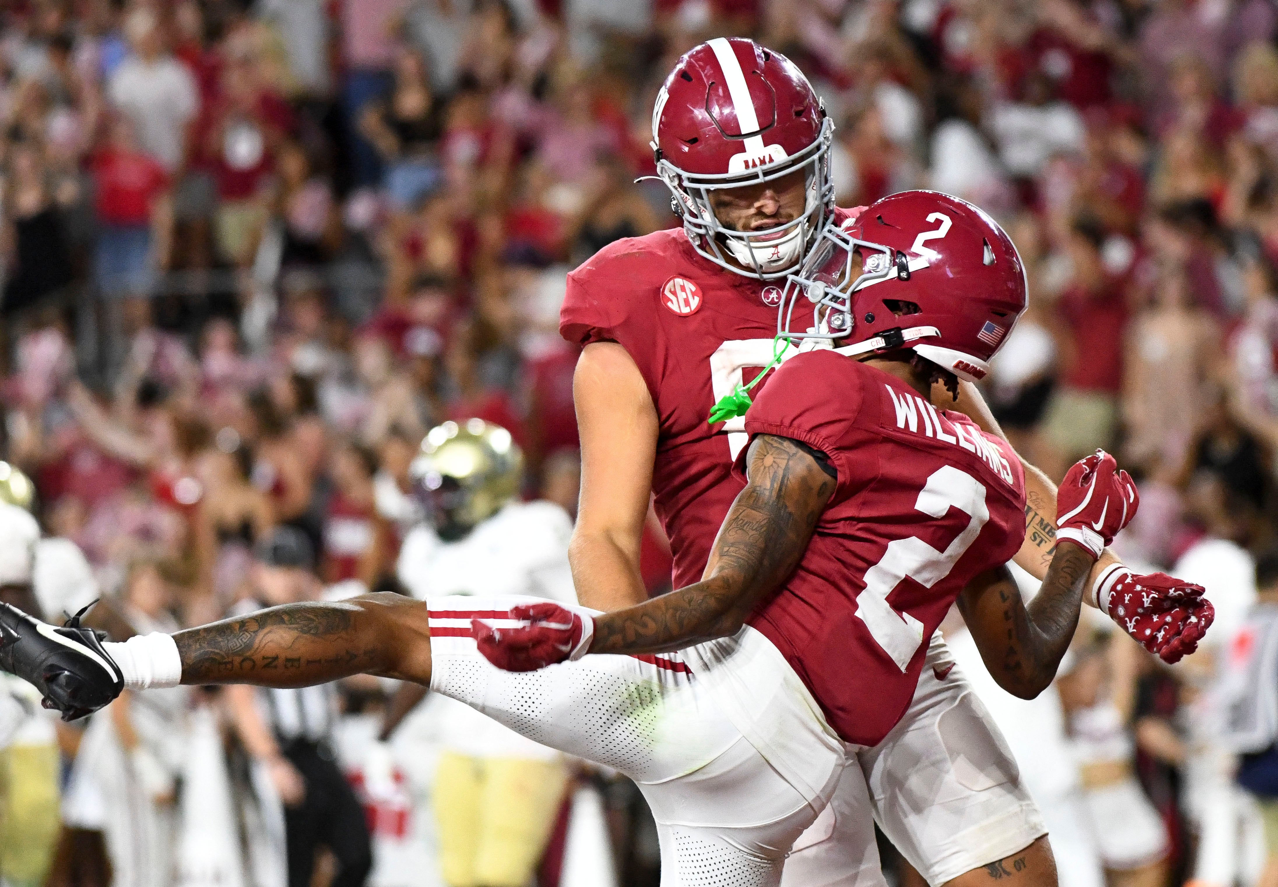 The plane banner will fly on Saturday evening during the highly anticipate college football game between Alabama (pictured) and Georgia