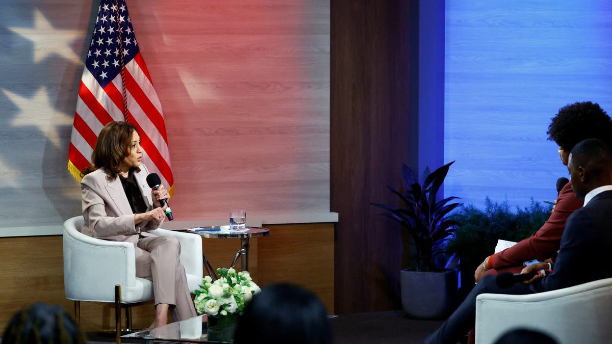 Democratic presidential nominee and Vice President Kamala Harris answers questions during a gathering of the National Association of Black Journalists in Philadelphia on Sept. 17, 2024. (Reuters/Piroschka van de Wouw)