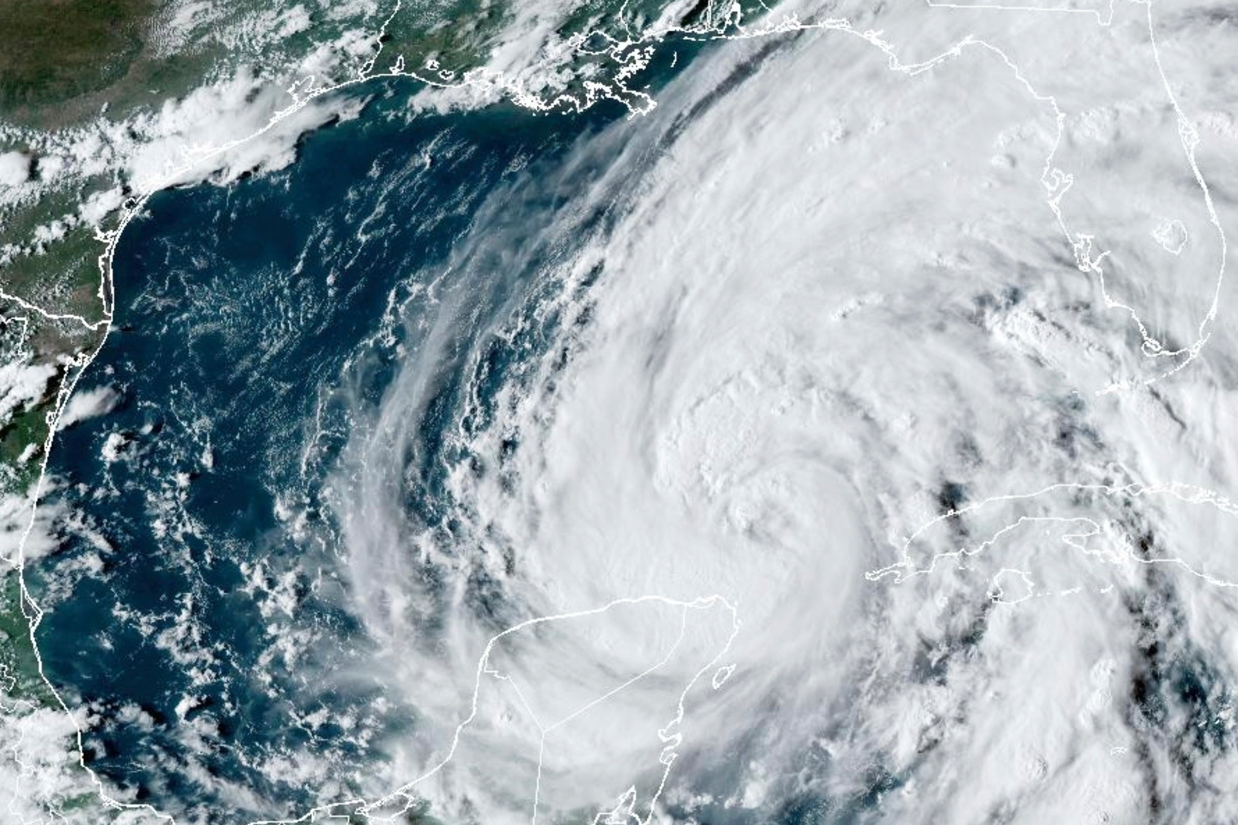 A satellite image of Hurricane Helene shows the storm in the Gulf of Mexico on Wednesday September 25