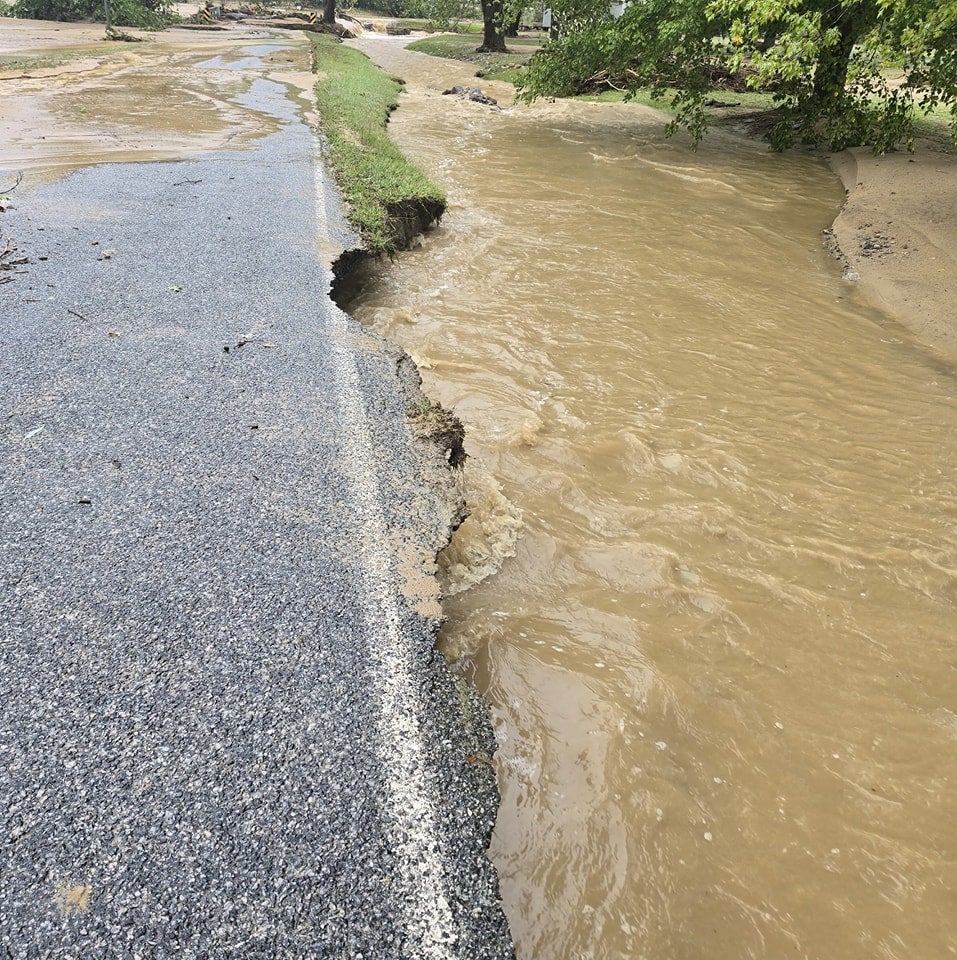 Floodwaters near Bat Cave around Lake Lure, North Carolian