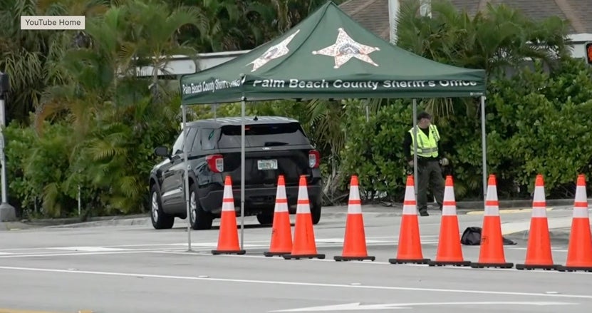 Law enforcement on the scene close to Trump’s golf club in West Palm Beach, Florida, after shots were fired