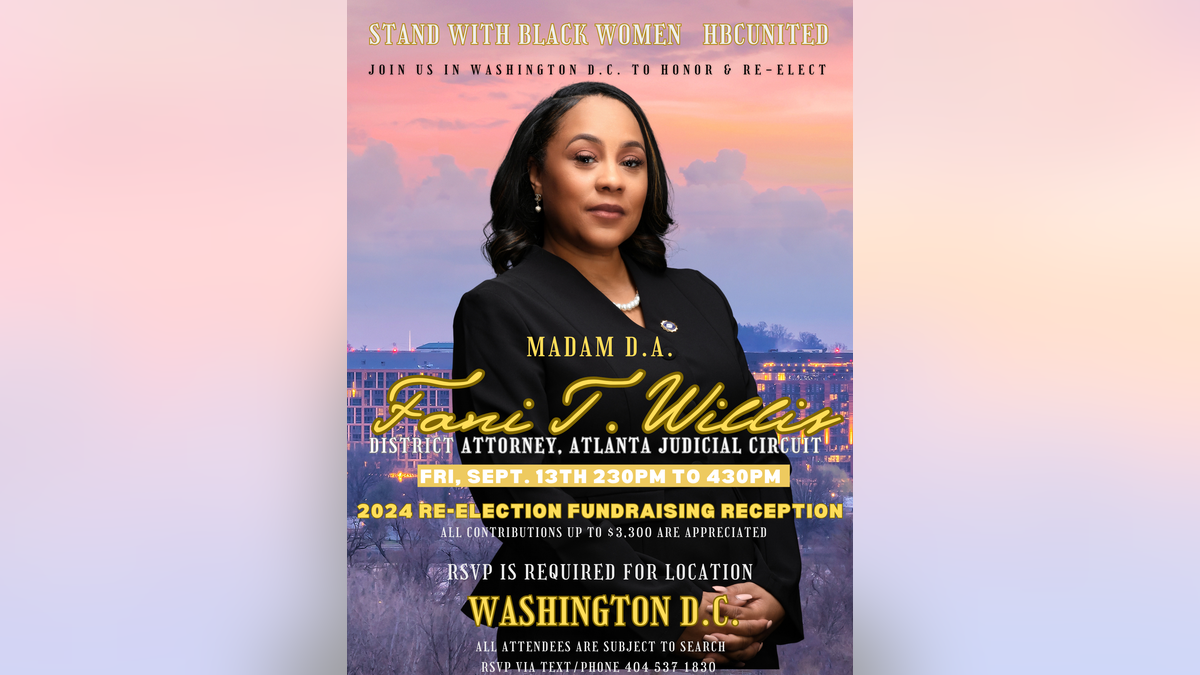 Fulton County District Attorney Fani Willis traveled to Washington, D.C., to attend her own "2024 Re-Election Fundraising Reception."