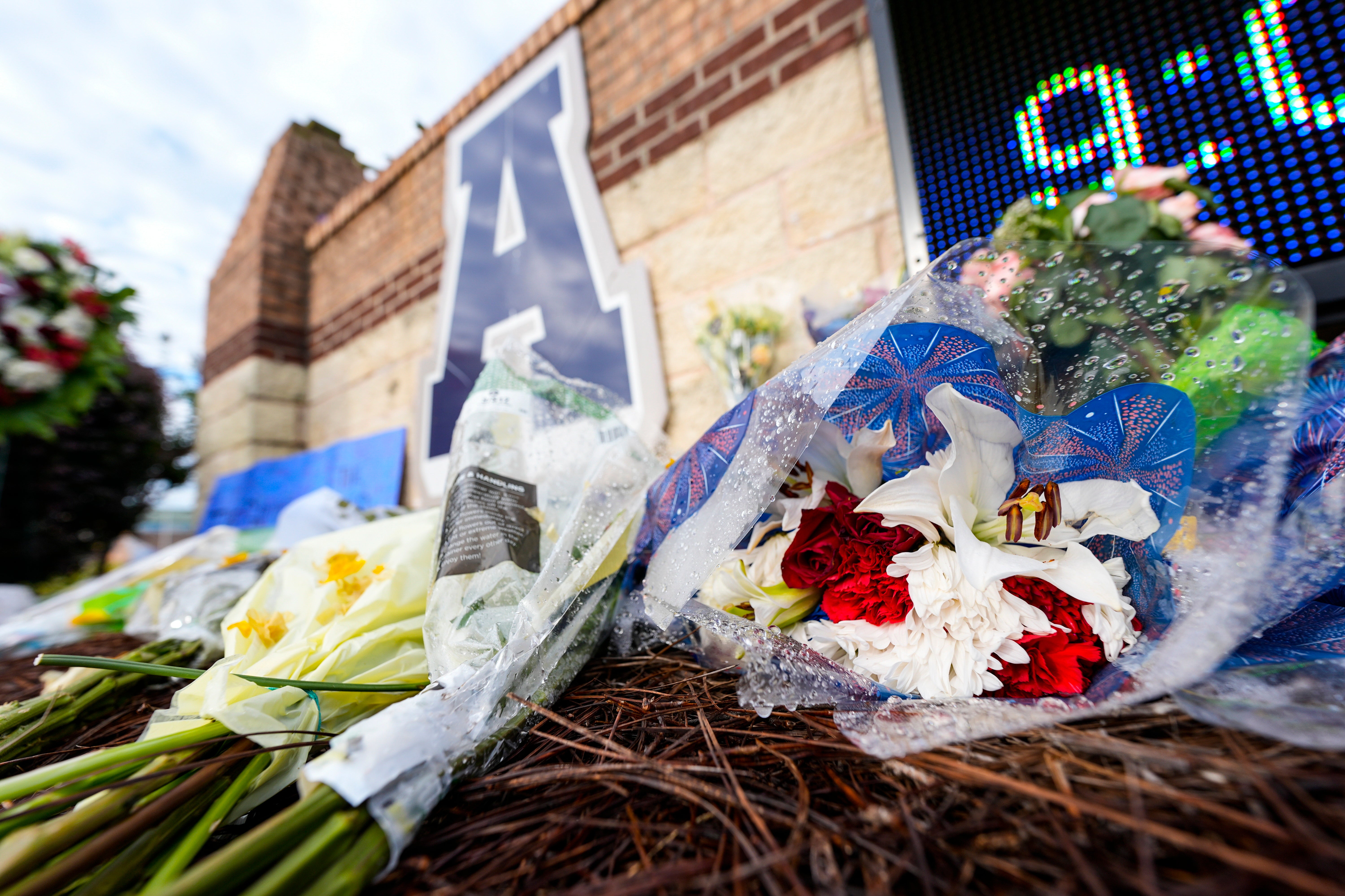 A memorial is seen at Apalachee High School on Saturday, Sept. 7, 2024, in Winder, Ga.