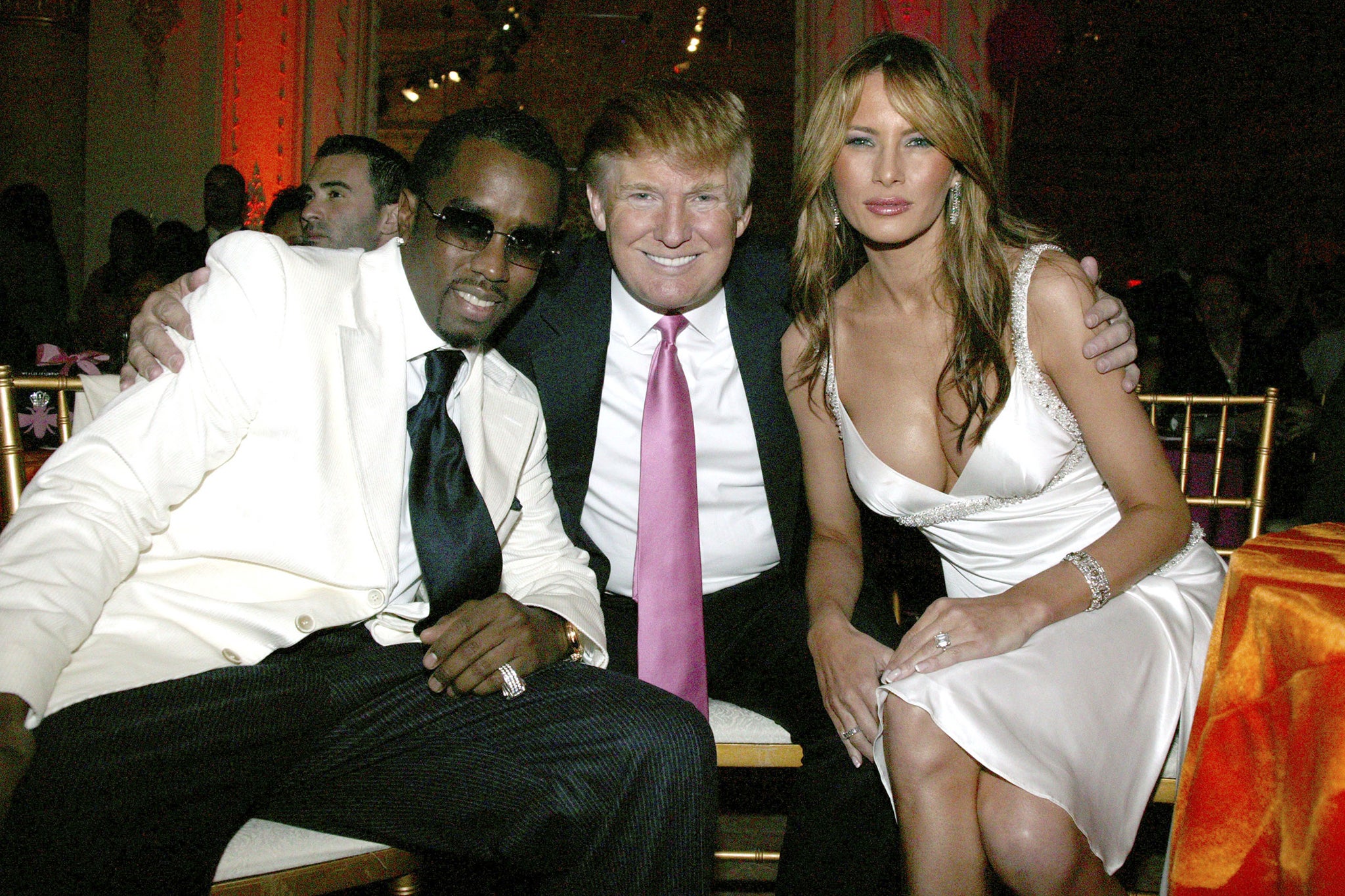 Sean “P. Diddy” Combs, Donald Trump and Melania Trump pictured at a gala for the rapper in 2005. Trump previously called Diddy a ‘good guy’