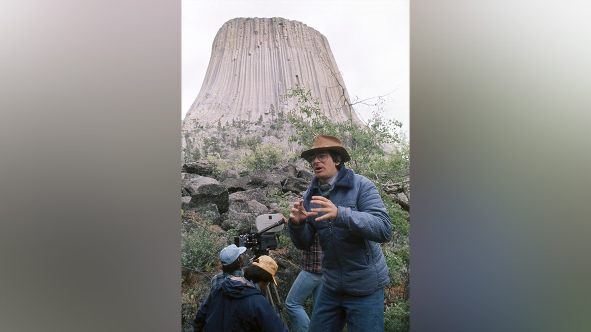 Steven Spielberg at Devils Tower in 1977