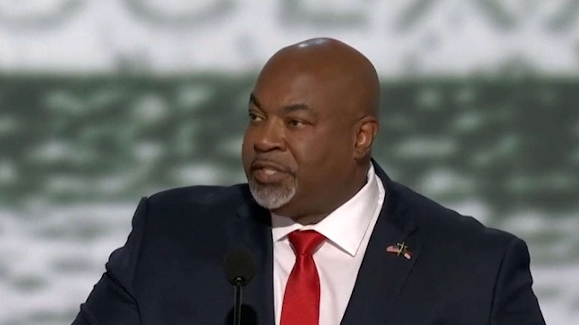 Republican candidate for North Carolina governor Mark Robinson speaks during the RNC. He is now under fire for alleged posts he made on a porn forum.