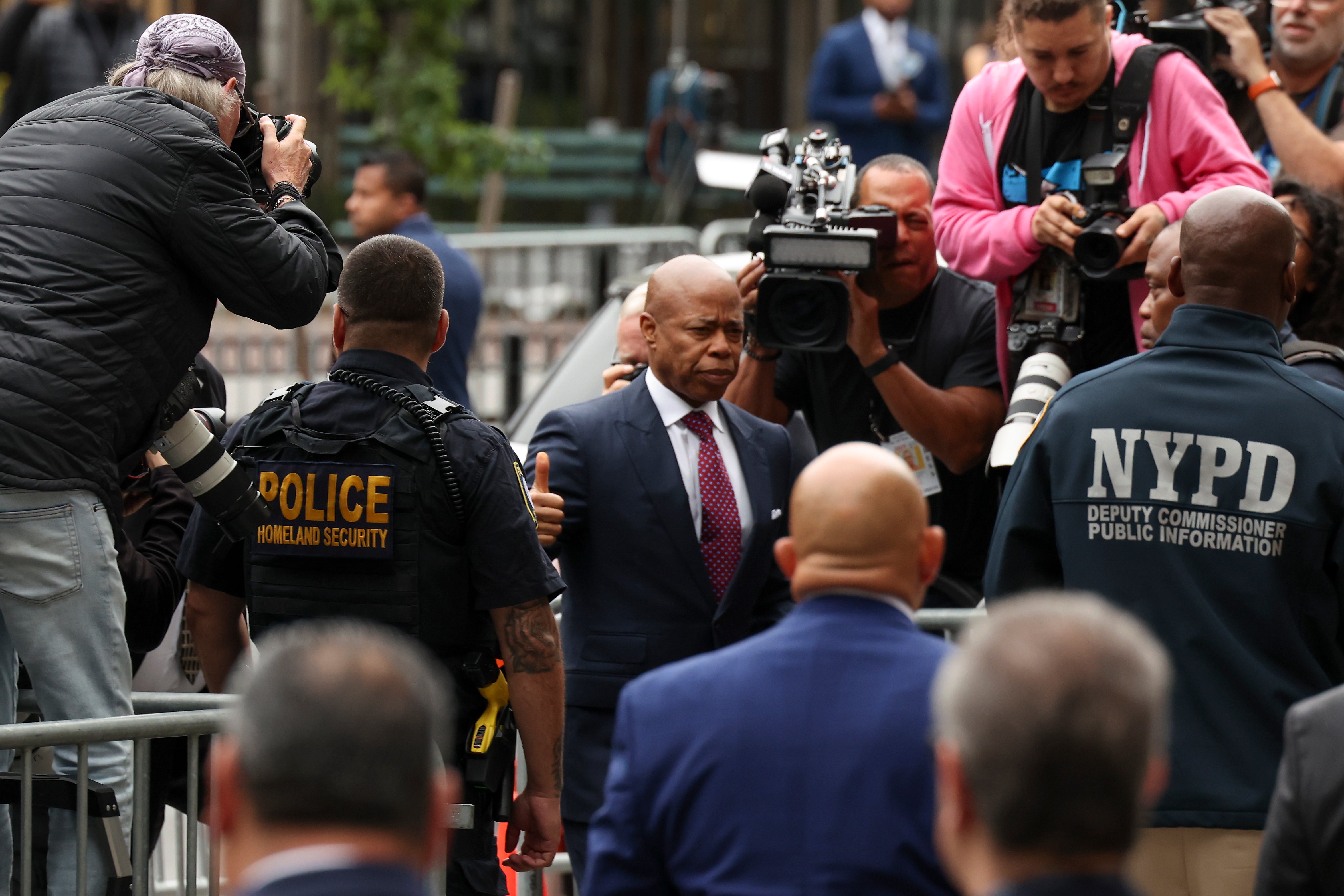 Adams arrived at federal court three hours before his arraignment time. Press line the streets and there were more members of the media present for Adams than former president Donald Trump when he was on trial in connection to sexual abuse allegations