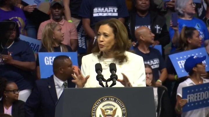 Harris, picture here being heckled by Gaza protester during Georgia campaign speech, has promised a ceasefire - but stopped short of an arms embargo against Israel