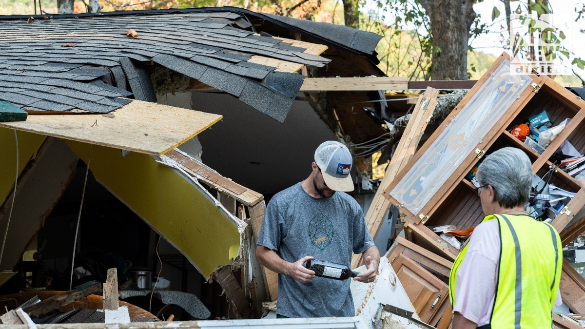 The intact kitchen seen at Jesse Craig's parents' home after it was destroyed in a mudslide during Hurricane Helene