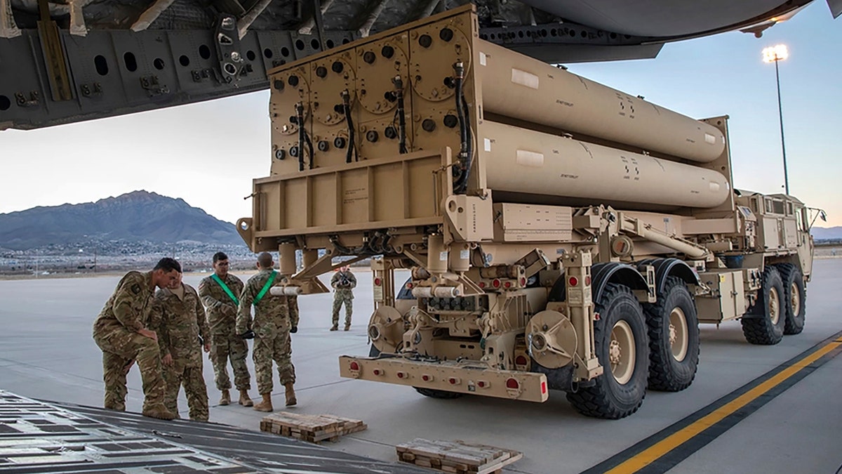 THAAD system loaded onto plane