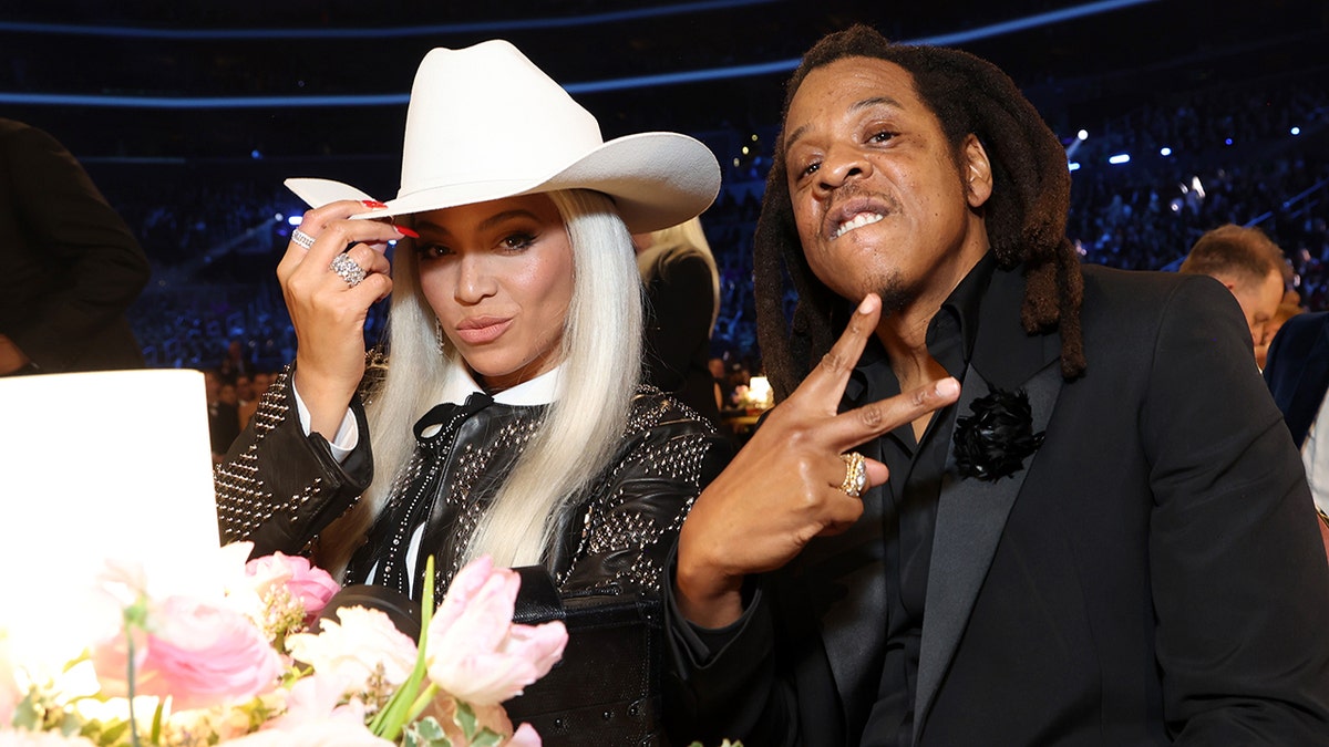 Beyonce in cowboy hat with husband Jay-Z