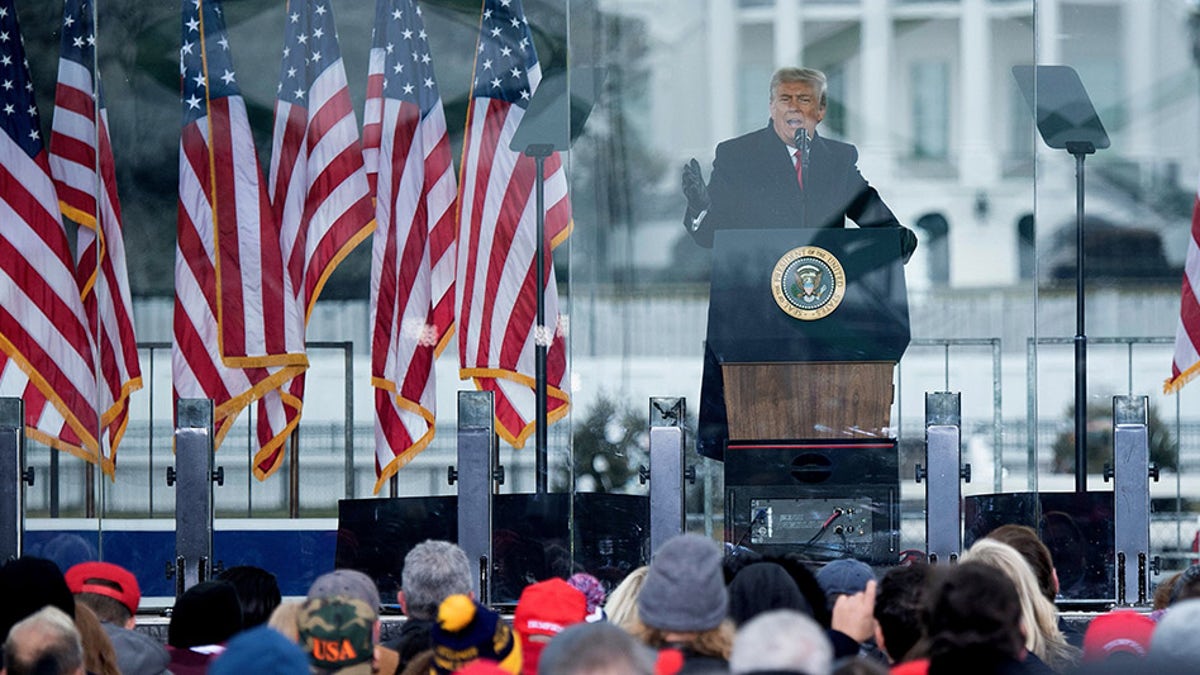 Then-President Donald Trump speaks to supporters from The Ellipse near the White House on January 6, 2021, in Washington, DC, ahead of the attack on the U.S. Capitol. (Photo by Brendan Smialowski / AFP) (Photo by BRENDAN SMIALOWSKI/AFP via Getty Images)