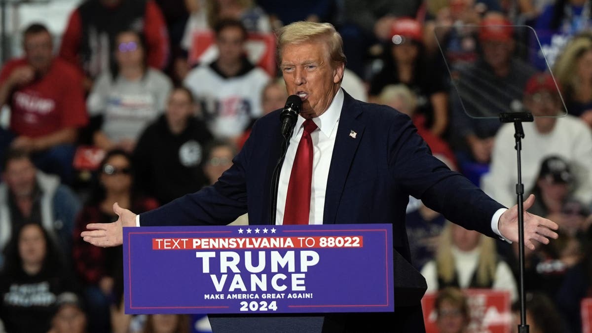 Former President Trump speaks at a campaign rally in Scranton, Pennsylvania, on Wednesday.