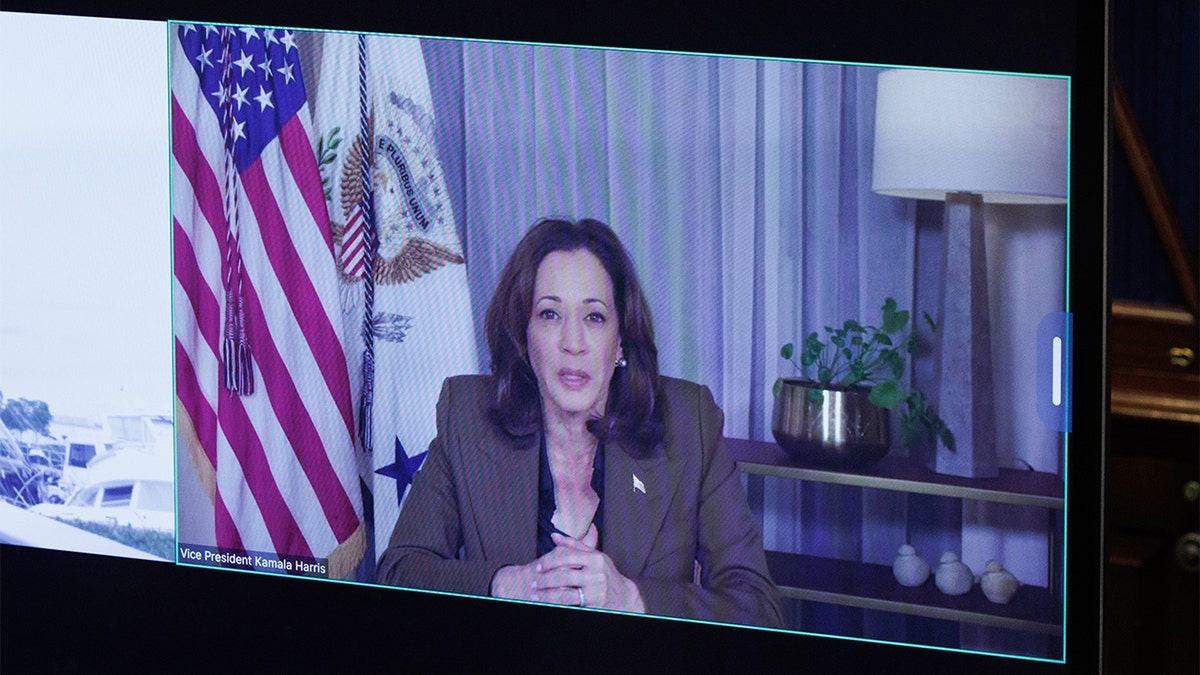 Vice President Kamala Harris on screen