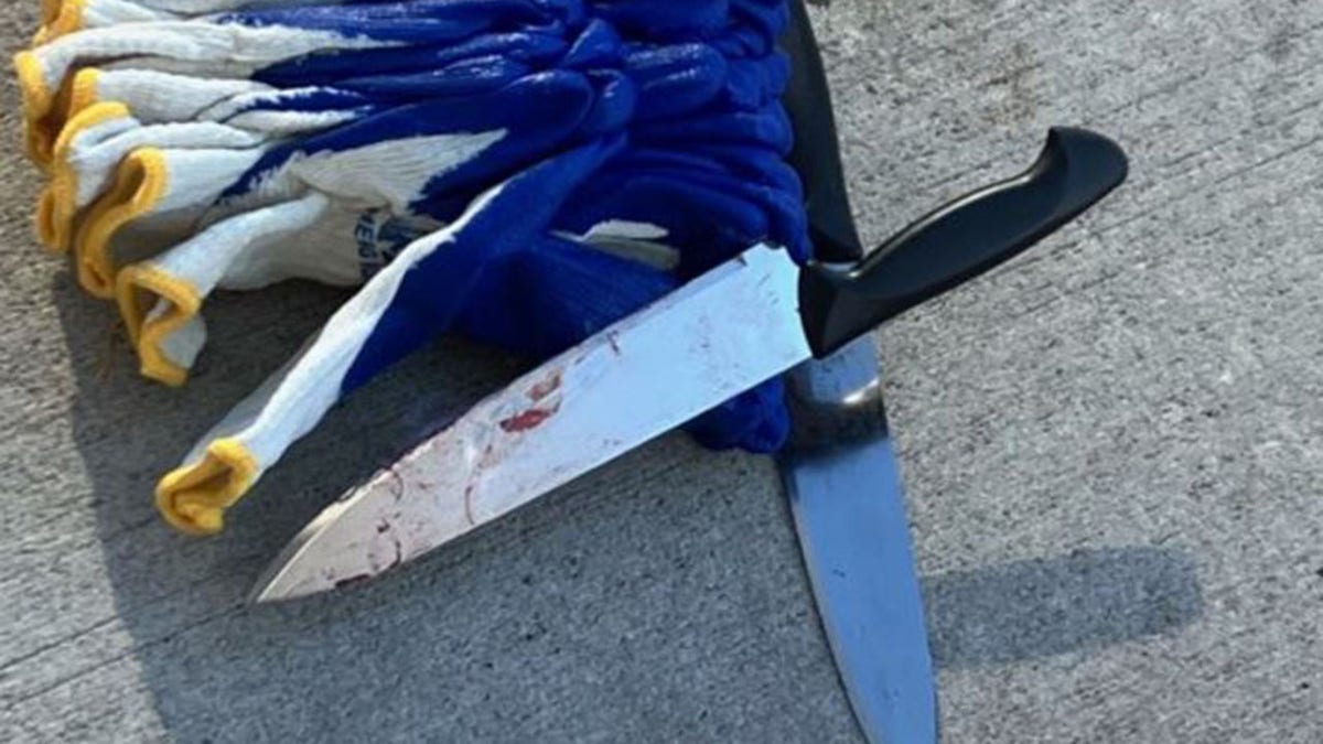 Bloody knife on NYC street