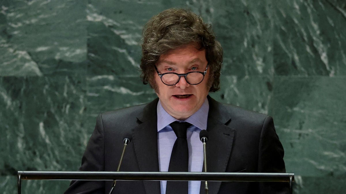 Argentine President Javier Milei addresses the 79th United Nations General Assembly at U.N. headquarters in New York on Sept. 24, 2024.