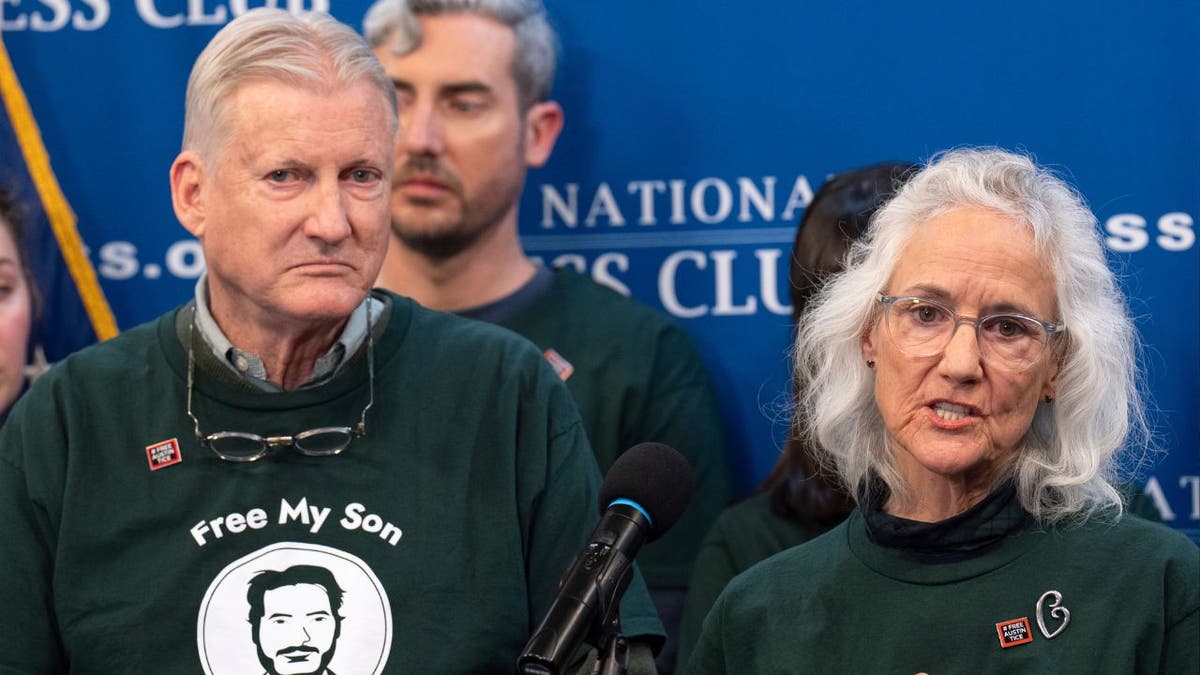 Marc Tice, left, and Debra Tice, the parents of Austin Tice, a journalist who was kidnapped in Syria, update the media about their son's condition as they continue to push for his release on Friday, Dec. 6, 2024 during a news conference at the National Press Club in Washington, D.C.