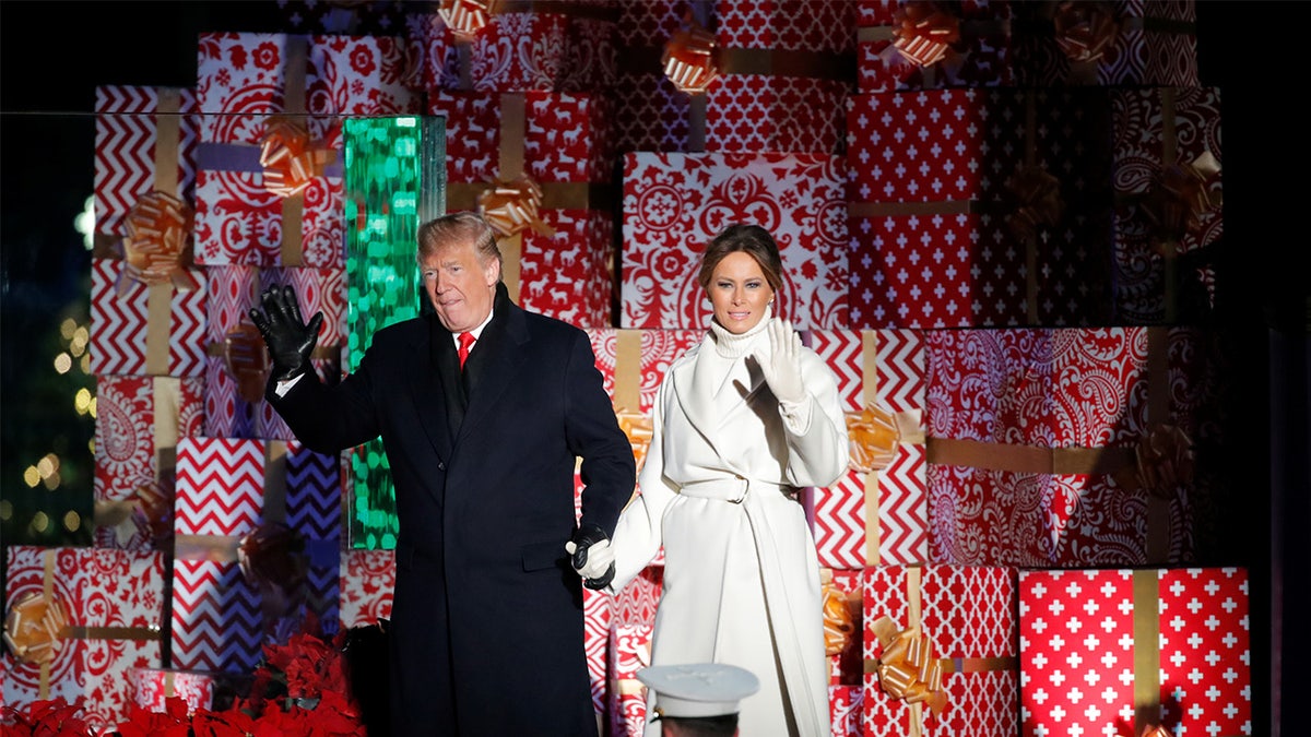 Donald Trump, Melania Trump in festive Christmas setting