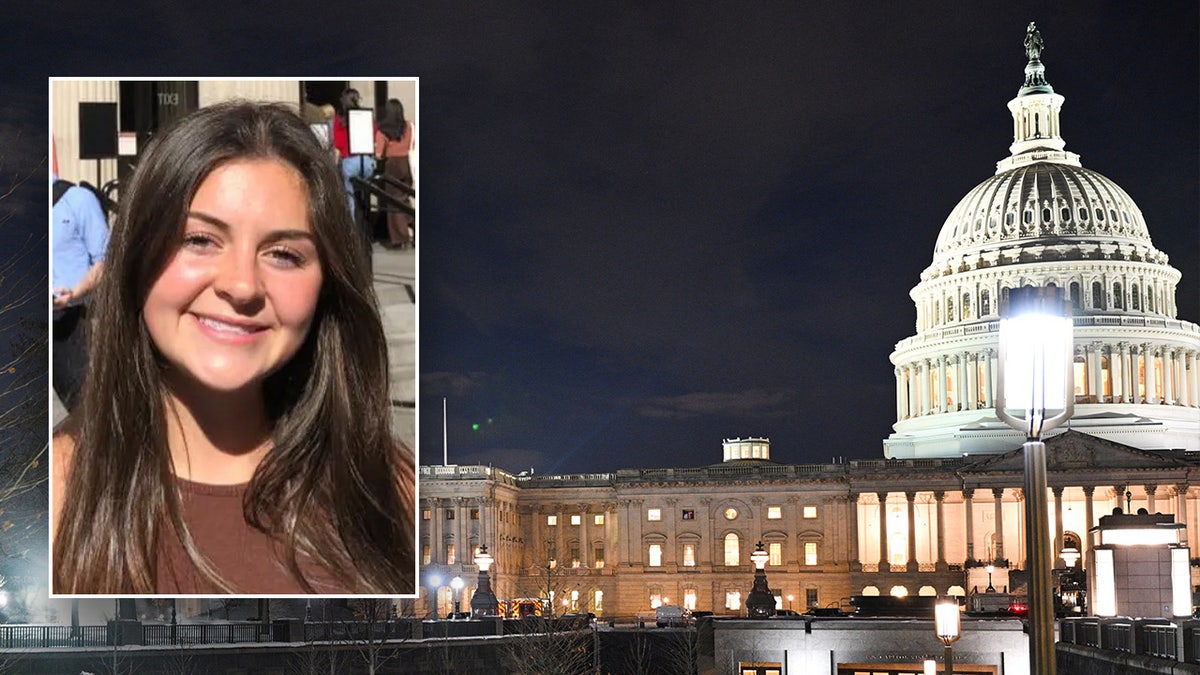 Laken Riley inset, US Capitol at dark main image