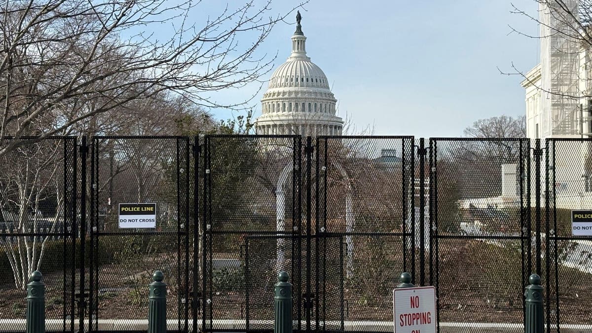 US Capitol Building surrounded by fencing