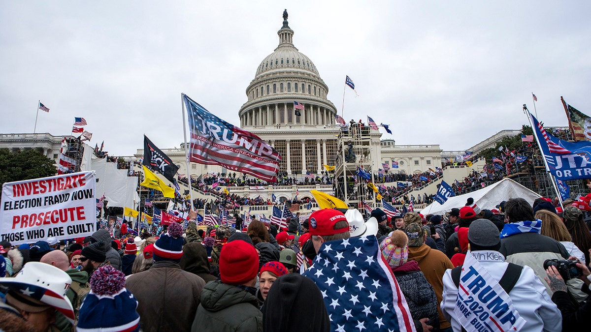 Pro-Trump rioters at US Capitol, Jan. 6, 2021