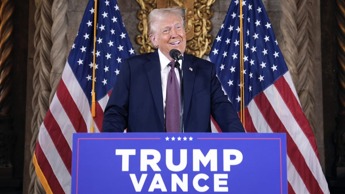 President-elect Trump speaks during a news conference at Mar-a-Lago, Jan. 7, 2025, in Palm Beach, Florida.