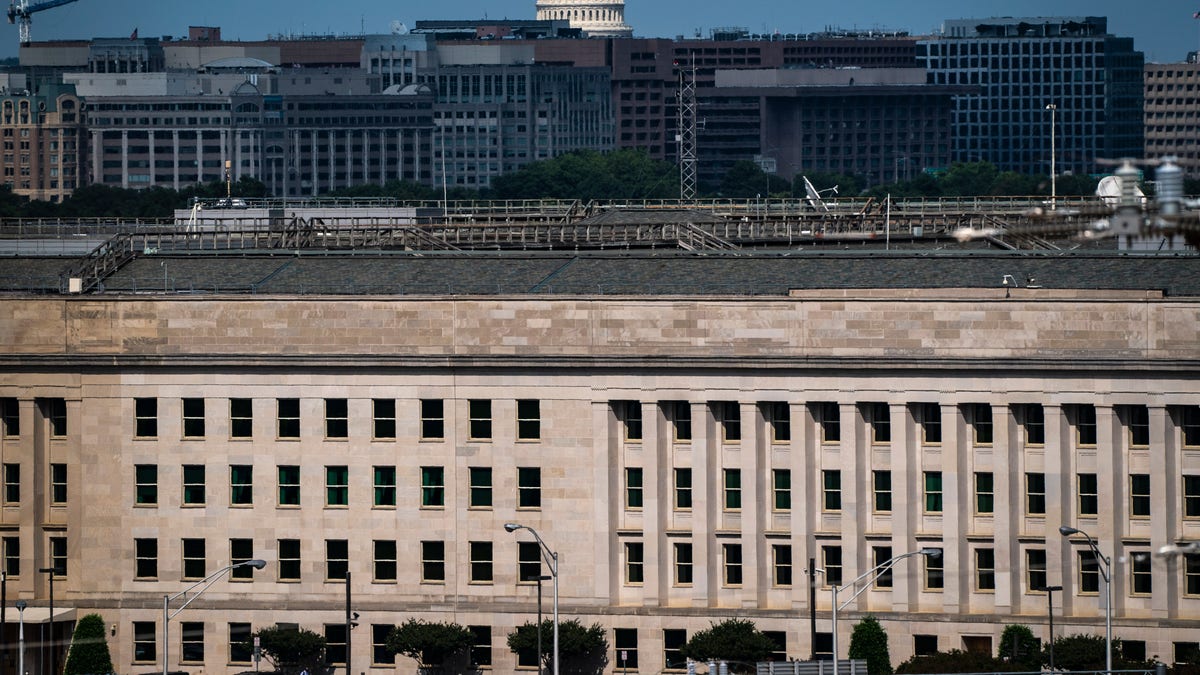 Pentagon in foreground, Capitol in background